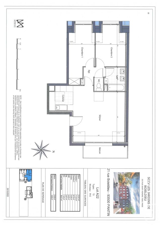 Appartement F3 à vendre - 3 pièces - 59.07 m2 - PANTIN - 93 - ILE-DE-FRANCE - Century 21 Ricard Immobilier