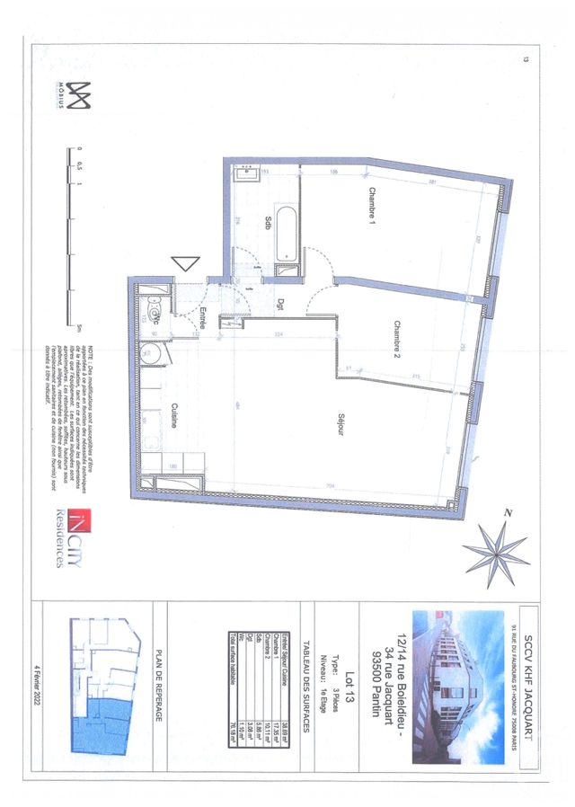 Appartement F3 à vendre - 3 pièces - 76.18 m2 - PANTIN - 93 - ILE-DE-FRANCE - Century 21 Ricard Immobilier