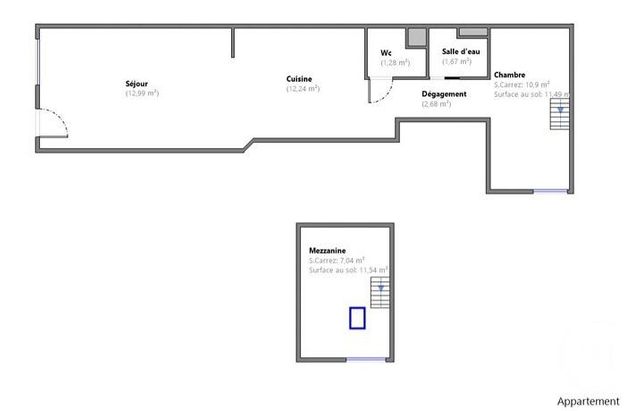 Appartement F2 à vendre - 2 pièces - 48.8 m2 - PANTIN - 93 - ILE-DE-FRANCE - Century 21 Ricard Immobilier